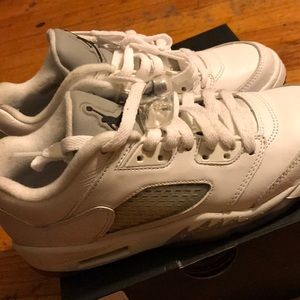 All white retro Jordan 5s low top